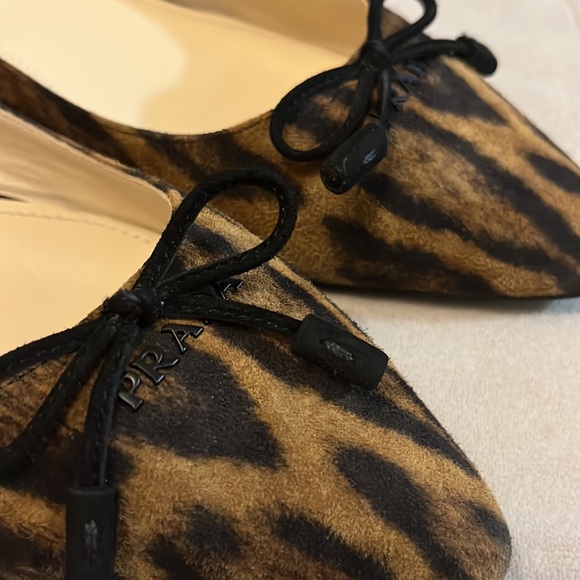 Prada Leopard Print Suede Ballet Flats. NWT. Size 38. - Picture 2 of 9